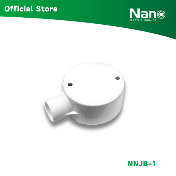 NANO กล่องพักสาย 1ทาง สีขาว สำหรับท่อตรง (พร้อมแผ่นปิด+สกรู) (20 ชิ้น/กล่อง) รุ่น NNJB-1