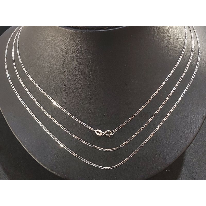 9kสร้อยคอลายฟิกาโร่ทองแท้อิตาลี สีขาวwhitegold9k