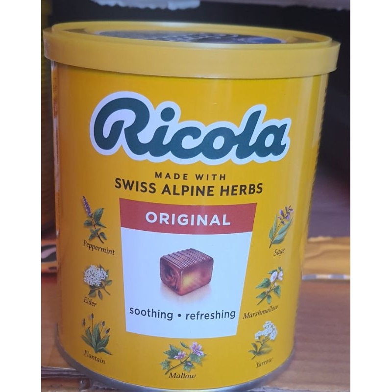 ลูกอมสมุนไพร ( รุ่นเดียวกับห้าง ) นำเข้าจากสวิสฯ Ricola มีอย. ริโคล่า แก้ไอ เจ็บคอ ชุ่มคอ กระหายน้ำ กป.ใหญ่หนัก 250 กรัม