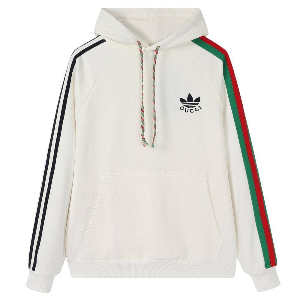 Gucci x Adidas เสื้อสเวตเตอร์มีฮู้ด รุ่น Cotton Sweatshirt Ivory Men's Code: 692107 XJEKP 9275