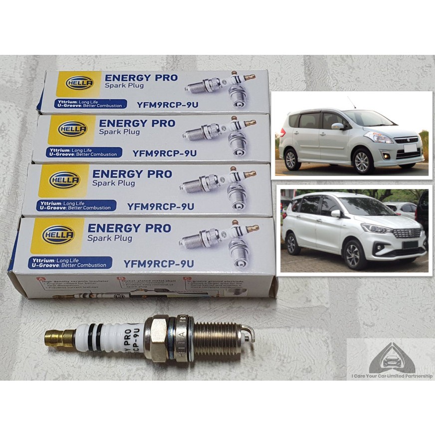 หัวเทียน Suzuki Ertiga G1 1.4 / G2 1.5 ชุด 4 หัว ชนิดยิธเทรียม ระยะการใช้งาน 40,000 กม  Hella YFM9RC