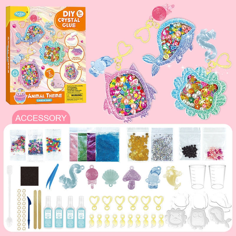 DIY พวงกุญแจเรซิ่น ชุดเรซิ่น ทำพวงกุญแจ ของเล่นเสริมพัฒนาการ ของขวัญ สำหรับเด็ก ฝึกสมาธิ ศิลปะ Art toy - รูปที่ 7