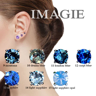 IMAGIE ต่างหูคริสตัล กลม 3-4-6-7mm โทนม่วง-น้ำเงิน