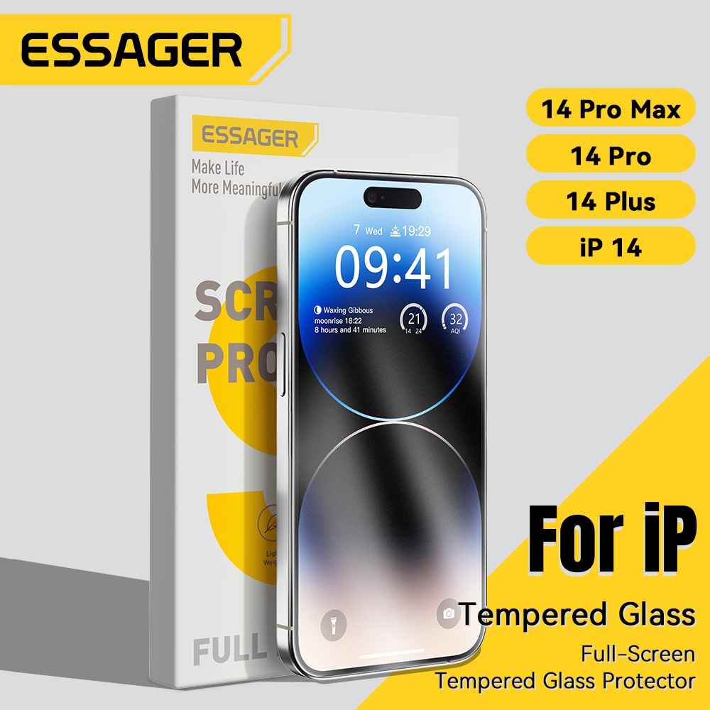 Essager ฟิล์มกันรอยหน้าจอ สำหรับ iPhone 15/14/13 Pro Max Plus ฟิล์มนิรภัยแบบเต็มหน้าจอ 2 ชิ้น