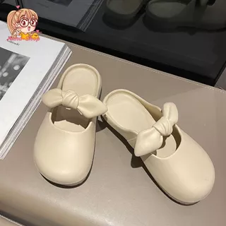 Anna shop รองเท้าแตะสวม แต่งโบว์น่ารัก สไตล์สีมินิมอล รองเท้าแตะ EVA สวมใส่สบาย เข้ากับทุกการแต่งกาย T284