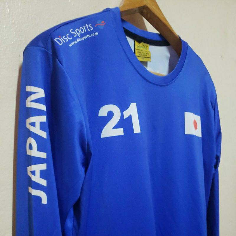 เสื้อยืดคอกลม แขนยาว ผ้ากีฬาสีน้ำเงิน Zoneไซส์ 42 ยาว 27 นิ้ว C046727