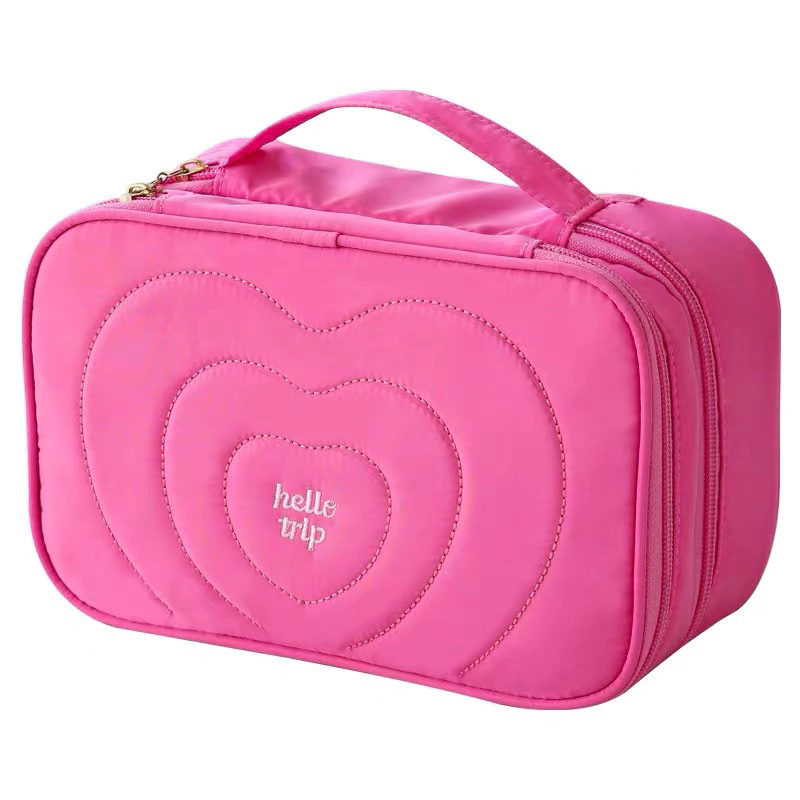 กระเป๋าเครื่องสำอาง กระเป๋าใส่เครื่องสำอาง 2 ชั้น แบบพกพา EAZY Hello Trip Triple Heart จุเยอะ กันน้ำ ใส่สกินแคร์ เดินทาง thumbnail 10
