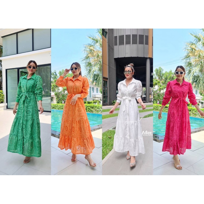 เดรสผ้าฉลุaZara มีเชือกผูกเอวใส่สวยไฮโซ