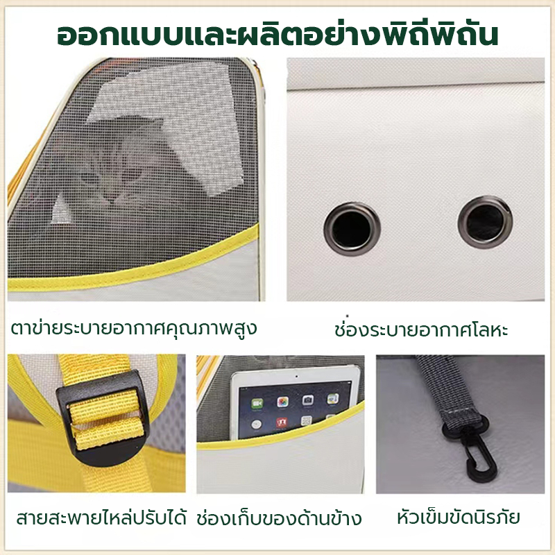 กระเป๋าเป้สะพายหลังสัตว์เลี้ยง กระเป๋าแมว กระเป๋าสัตว์เลี้ยงระบายอากาศไหล่ / มือถือ กระเป๋าเป้สะพายหลังสุนัขพับได้ รูปที่ 5