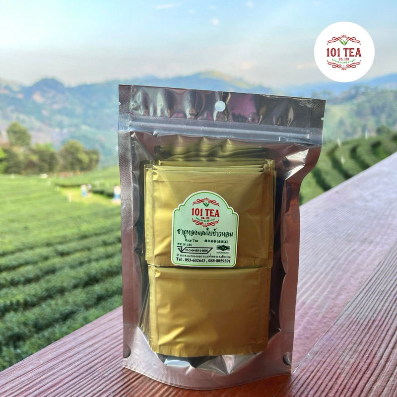 ไร่ชา 101 ชาอูหลงผสมใบข้าวหอม ชนิดซอง 2g. แพ็ค 20 ซอง Oolong Rice Tea Bags