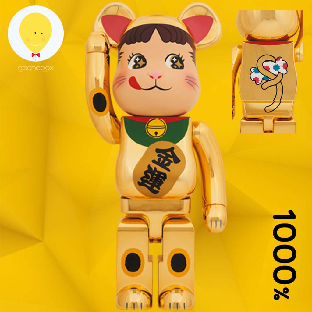 gachabox Bearbrick Lucky Cat Peko-chan Money Gold Chrome 1000% - แบร์บริค ของแท้ พร้อมส่ง