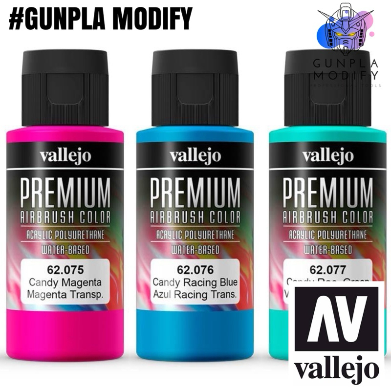 VALLEJO Premium RC Color สีอะคริลิคสูตรน้ำชนิดพิเศษ สำหรับพ่นบนบอดี้อ่อน รถ RC Candy ขนาด 60ml