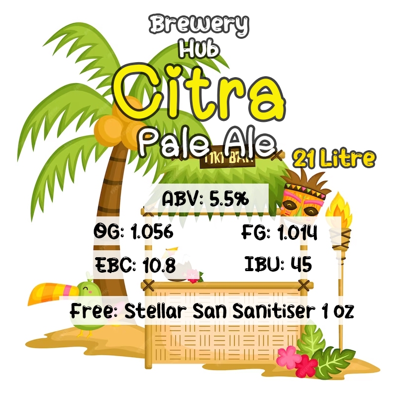 ชุดวัตถุดิบทำเบียร์​ Citra Pale Ale Beer Kit คราฟต์พร้อม มอลต์ บาเลย์ (Malt) ฮอปส์ (Hops) ยีสต์ (Yea