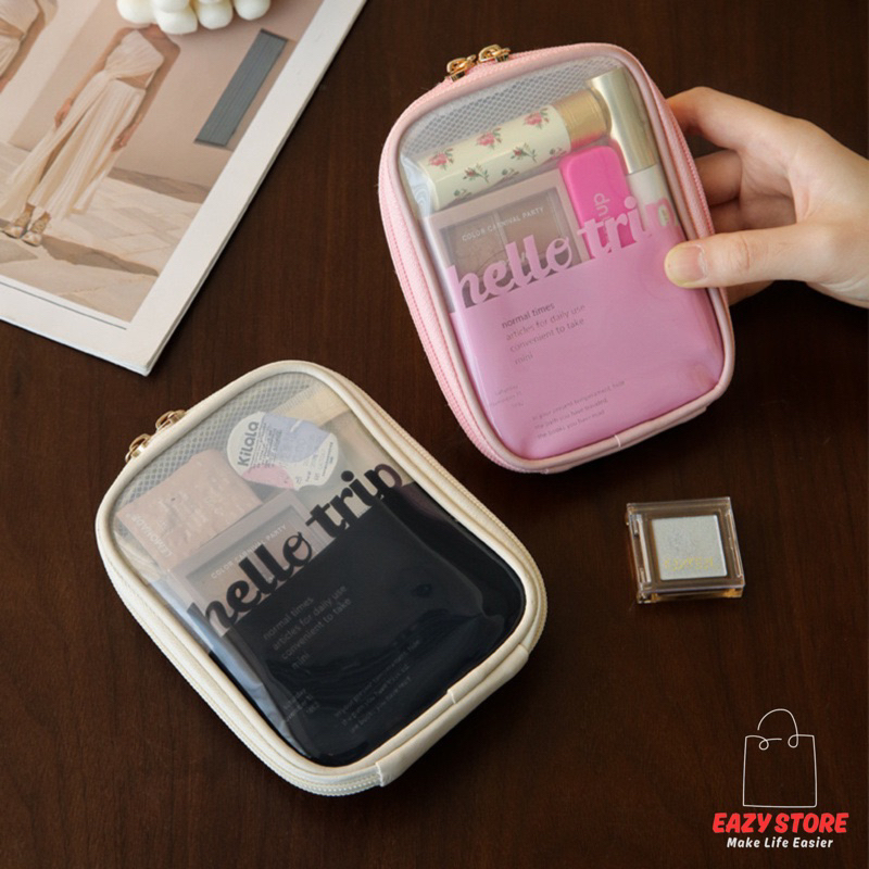 กระเป๋าอเนกประสงค์ EAZY Hello Trip PVC Transparent กระเป๋าเครื่องสำอาง กันน้ำ ขนาดกะทัดรัด รุ่นปี2026