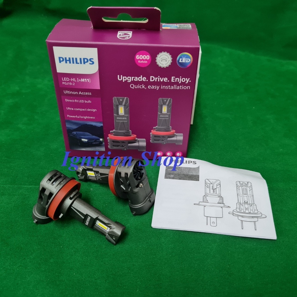 หลอดไฟหน้า Philips LED H11 Ultinon Access  หลอดรุ่นใหม่ แพ็คคู่ 1 กล่องมี 2 หลอดประกัน 1 ปี