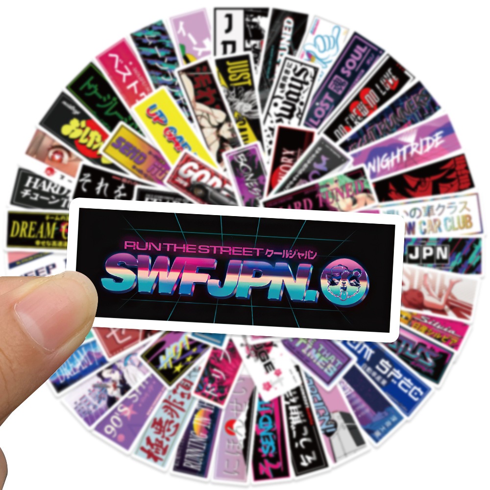 💥พร้อมส่ง💥ป้ายร้าน ญี่ปุ่น คำขวัญ โฆษณา การ์ตูน JDM DIY 60แผ่น anime LOGO sticker ดัดแปลง JAPAN