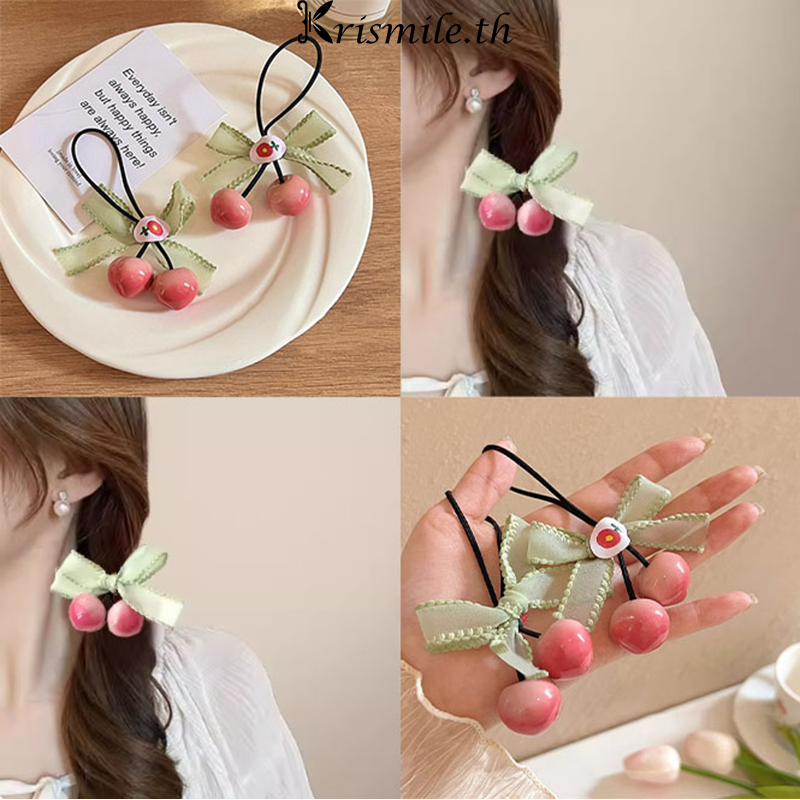 COD-ในไทย ยางรัดผมหางม้า น่ารักหวานเชอร์รี่สตรอเบอร์รี่ ความยืดหยุ่นสูง สไตล์เกาหลี นักเรียนสำหรับผู้หญิง 2024ใหม่-Kri