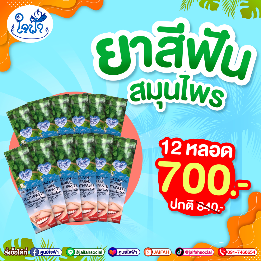 โปรสุดคุ้ม ยาสีฟันใจฟ้า 12 หลอด 700 บาท จากราคาปกติ 840 บาท