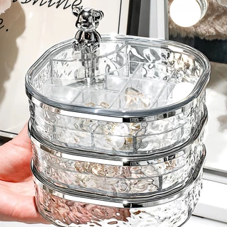 สินค้าพร้อมส่ง ชั้นใส่เครื่องประดับอะคริลิกหมุนได้360องศา กล่องใส่เครื่องประดับแบบใส