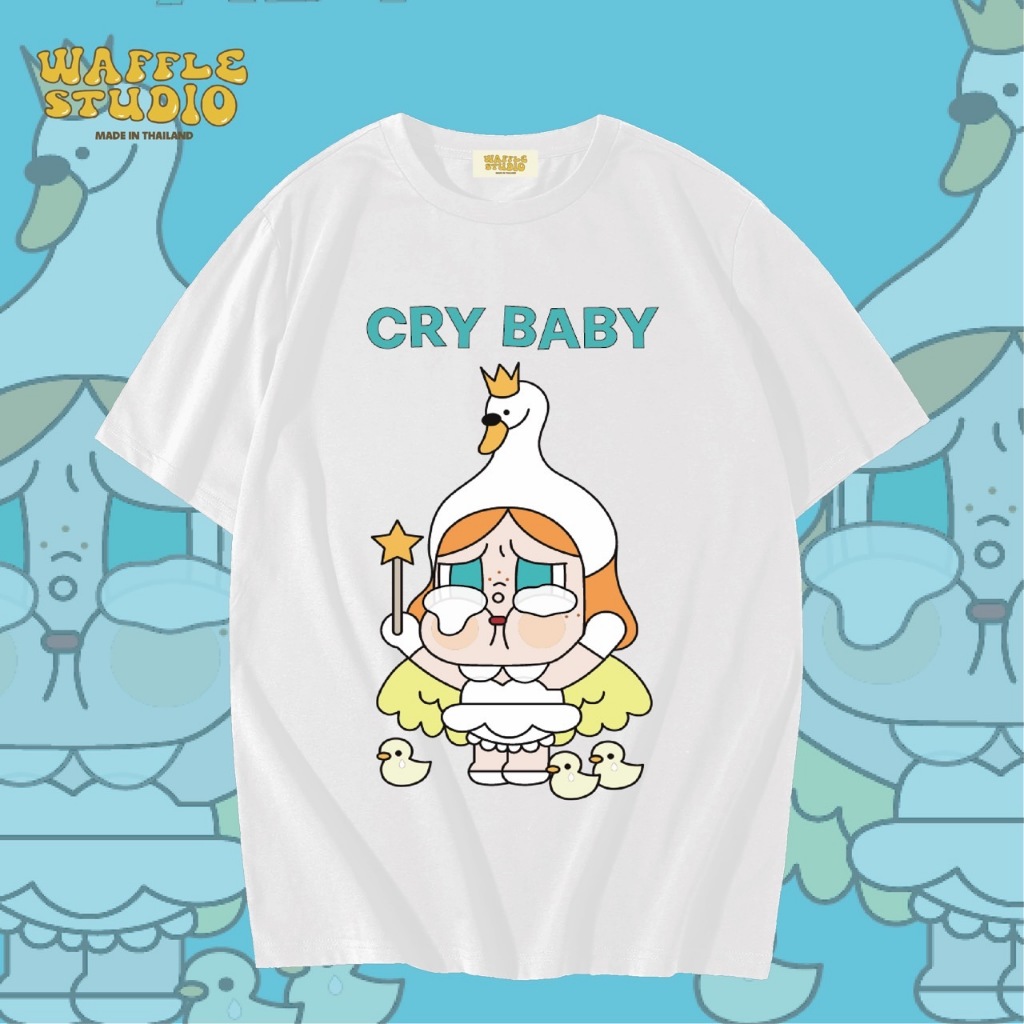 [ ส่งฟรี ] WS0193 เสื้อยืดโอเวอร์ไซส์ เสื้อยืดเกาหลี ผ้าคอตตอน100% เสื้อยืด ครายเบบี้ Cry Baby Pop Mart WAFFLE STUDIO
