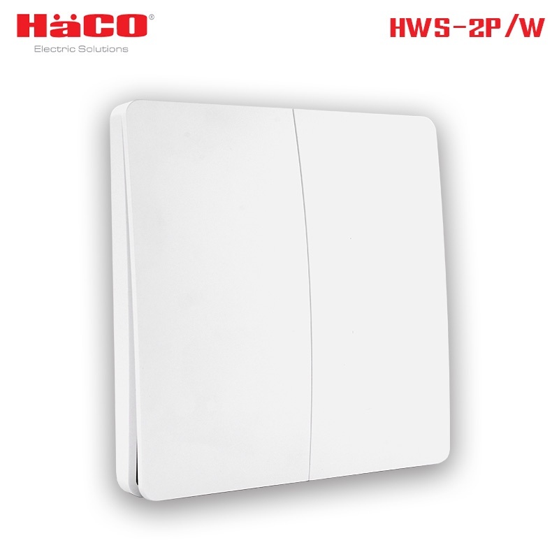 HACO สวิตช์ไฟไร้สาย 2 ช่อง สีขาว IP67 สวิตซ์อัจฉริยะ Move Switch IOT รุ่น HWS-2P/W
