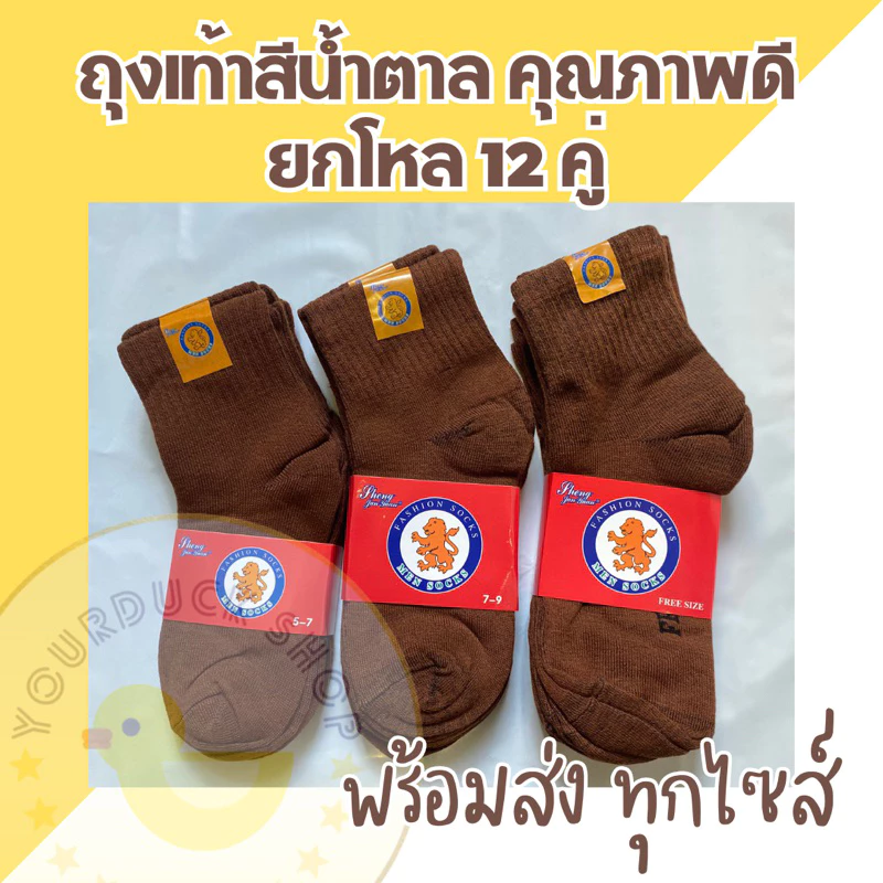 ถุงเท้าสีน้ำตาล ถุงเท้านักเรียน หุ้มข้อ ราคาถูก [ พร้อมส่ง⚡️]