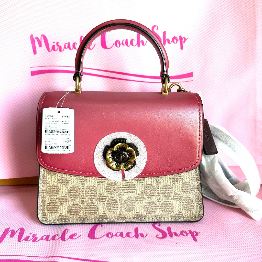 กระเป๋าถือ COACH แท้ รุ่นหรูจาก Shop หนังแท้ COACH 79274 Parker Top Handle In Colorblock Signature C