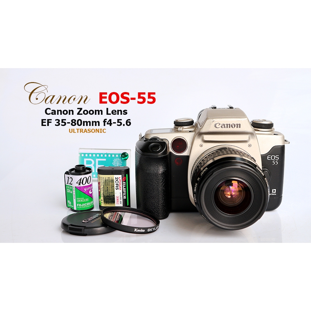 Canon EOS 55 หรือ(50E/ELAN II/EOS7 )กล้องฟิล์มระบบ SLR เปลี่ยนเลนส์ได้มาพร้อมเลนส์ พร้อมใช้งาน(SN-3462062)
