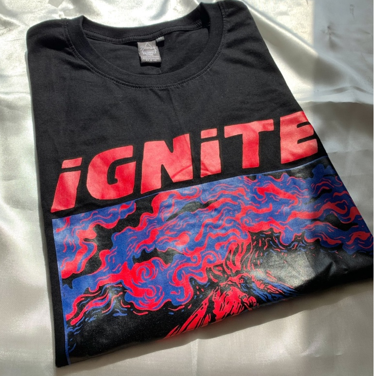 เสื้อยืดสีดำ โอเวอร์ไซส์ ลาย IGNiTE >> จุดไฟ..ในตัวคุณ แบรนด์ Triangle Store สวย 🔥🔥🔥
