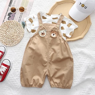 Babyonline(Y349)L2M4 (ส่งด่วน1วัน)ชุดเอี๊ยม2ชิ้นแบบกางเกงขาสั้นและแบบกระโปรงสำหรับเด็กผู้ชายและเด็กผู้หญิง ผ้าฝ้าย นิ่ม