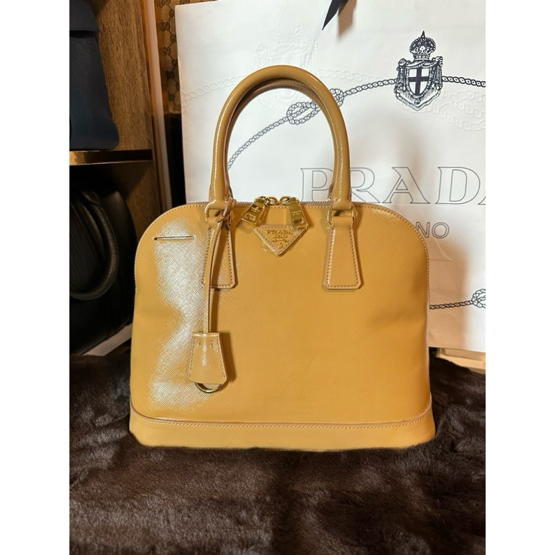 👜สวยมาก กริบ Like New Authentic P r a d a Saffiano Vernic Cammeo Top Handle💯Shop SIAM PARAGON