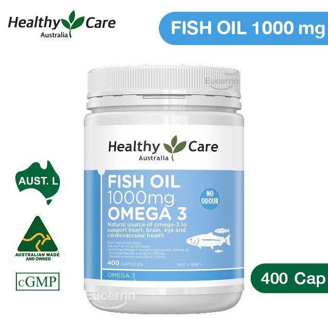 Healthy Care Fish Oil 1000 mg 400 Capsules น้ำมันปลา บำรุงสมอง บำรุงหัวใจ