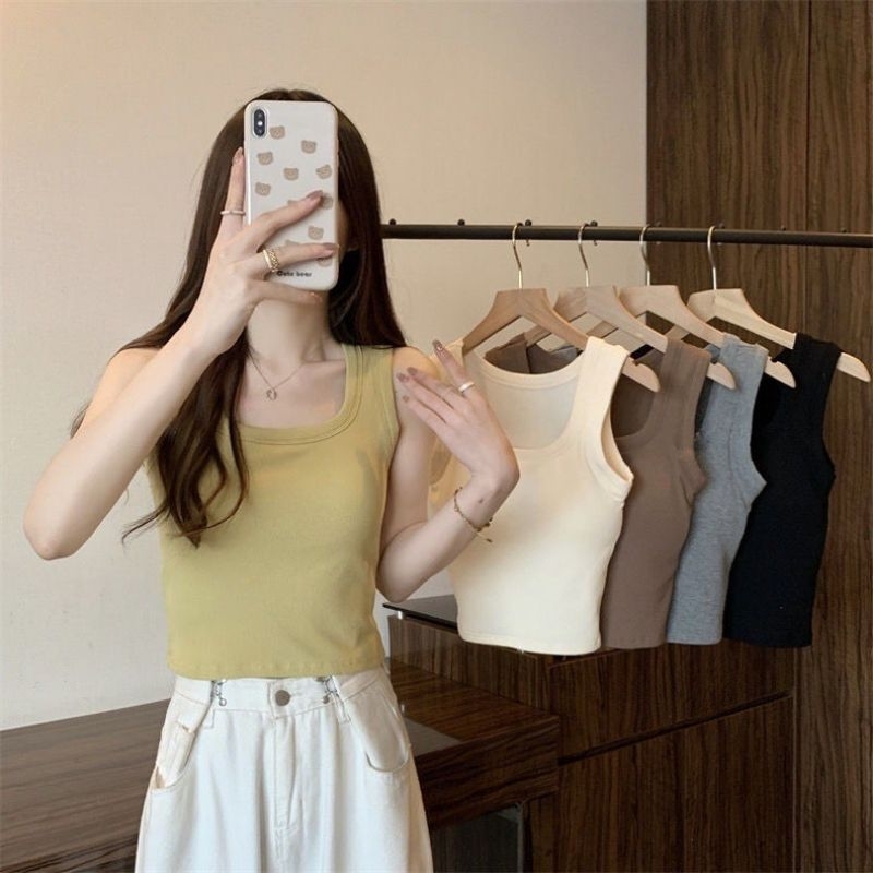 เสื้อกล้ามทรงครอป ฟองน้ำในตัว เสื้อครอป