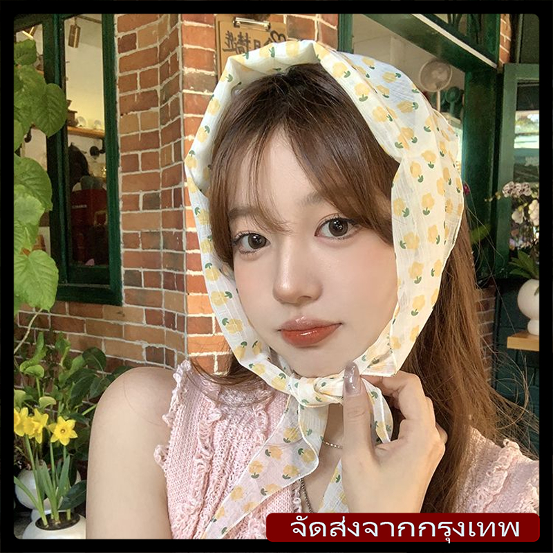 [จัดส่งรวดเร็ว] ผ้าพันคอแฟชั่นเกาหลี ผ้าคลุมไหล่ เครื่องประดับแฟชั่นสตรีสไตล์สามเหลี่ยมระดับไฮเอนด์