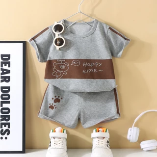 Babyonline(Y126)D4-0F1 (ส่งด่วน1วัน)ชุดเซ็ตเสื้อแขนสั้นกางเกงขาสั้นลายการ์ตูนสุดน่ารัก ผ้าฝ้าย นิ่ม ใส่สบาย