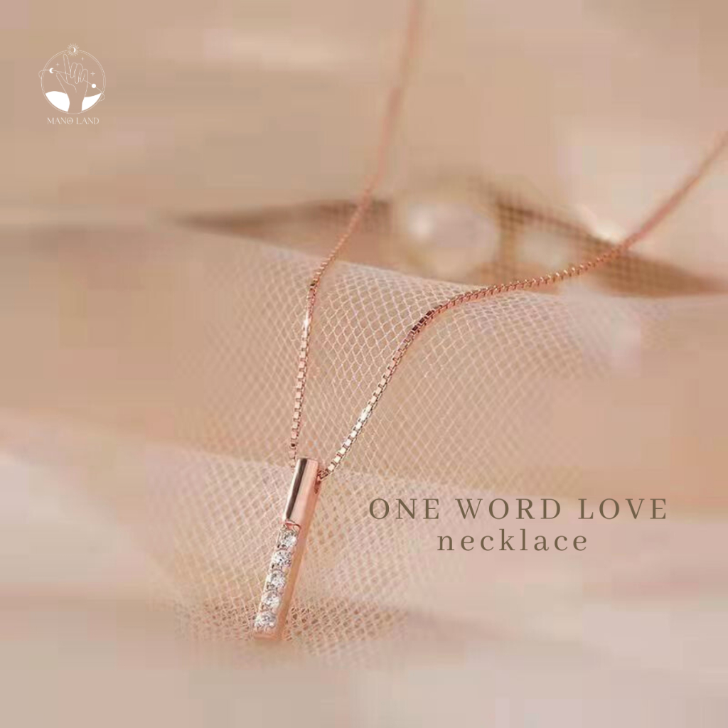 MNL ONE WORD LOVE สร้อยคอชุบทอง 18K พร้อมจี้ทรงแท่งประดับเพชร เครื่องประดับแฟชั่น ไม่ลอกดำ ผู้หญิง สไตล์มินิมอล เกาหลี