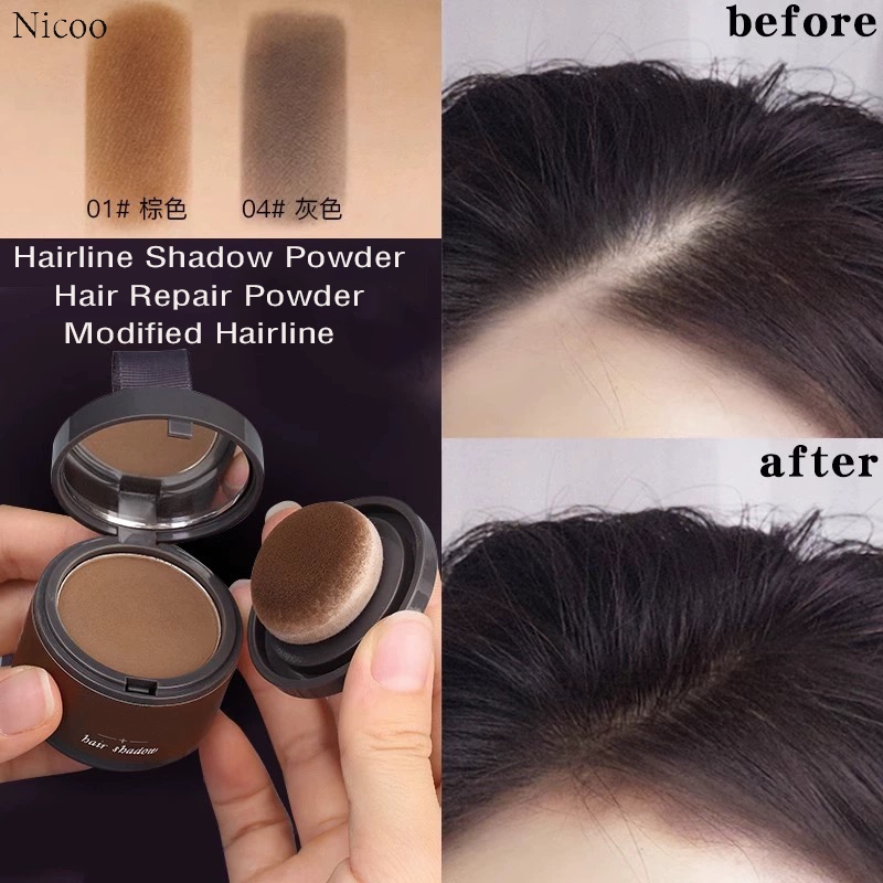 NICOO แป้งเงาผม ผงแฮร์ไลน์ แป้งฝุ่นปิดหัวเถิกหัวเหม่ง เพิ่มไรผม ผงปิดหน้าผาก ฟิลเลอร์ผมคอนทัวร์