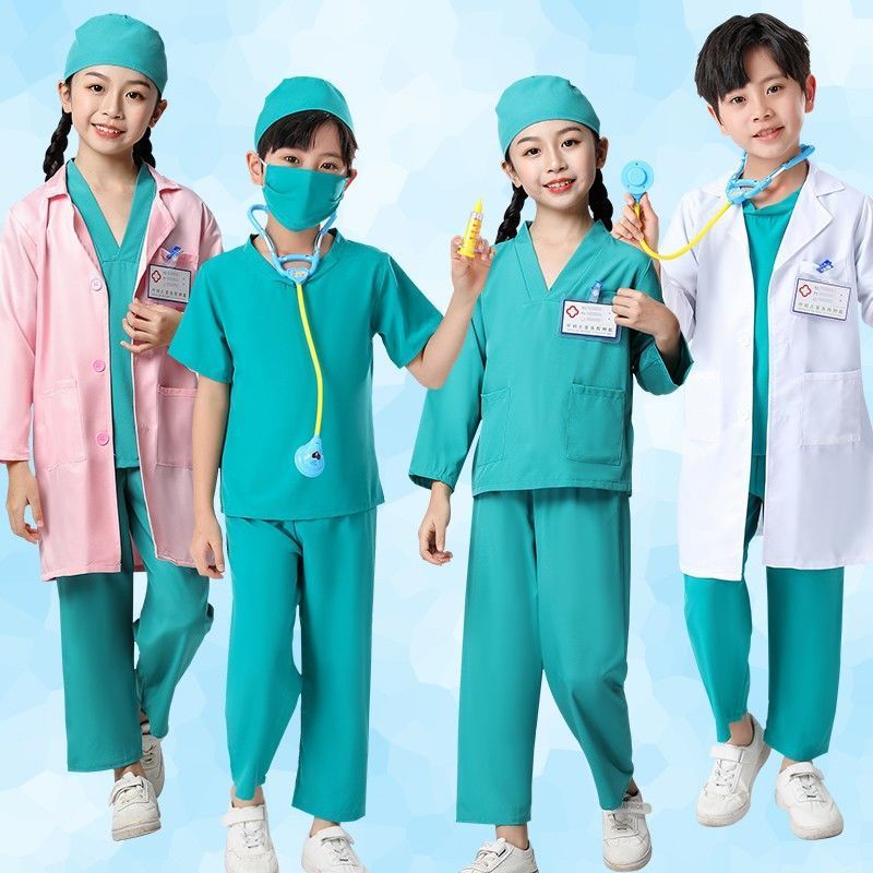 ชุดคอสเพลย์พยาบาล ชุดหมอ สีขาว สําหรับเด็กผู้ชาย และเด็กผู้หญิง
