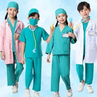 ชุดคอสเพลย์พยาบาล ชุดหมอ สีขาว สําหรับเด็กผู้ชาย และเด็กผู้หญิง
