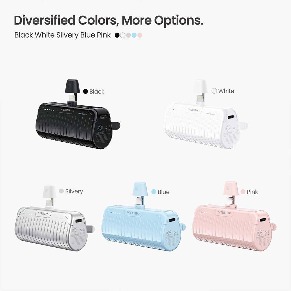 [ Veger P5-L Pro ] Powerbank แบตเตอรี่สำรอง หัวชาร์จสำหรับไอโฟน ความจุ5000mAh แบตสำรองชาร์จเร็ว PD20