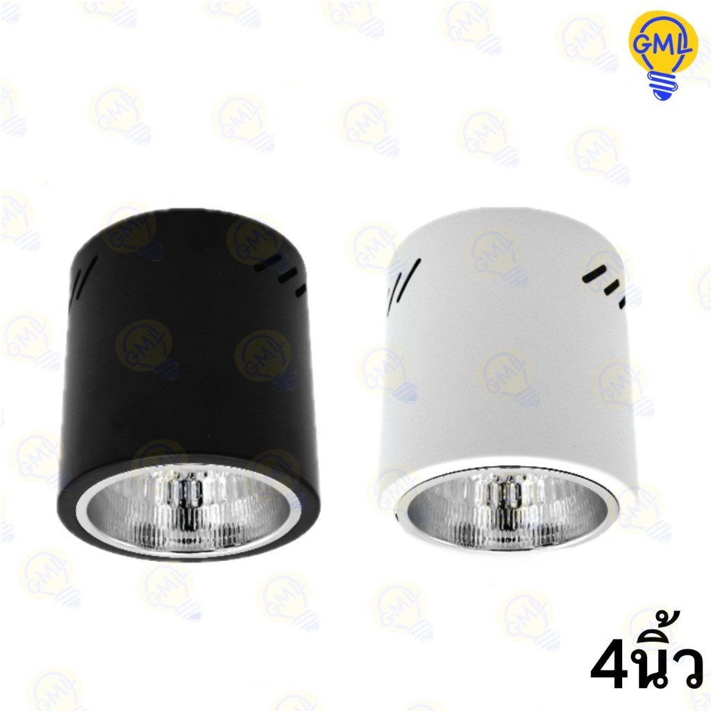 EVE โคมไฟดาวน์ไลท์ ติดลอย ทรงกลม ขนาด 4 นิ้ว และ 6 นิ้ว โคมสีดำ/ขาว ขั้วหลอด E27 (ไม่รวมหลอดไฟ)