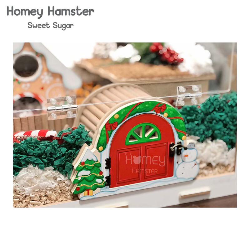 Homey Hamster ประตูไม้แอบส่อง ติดหน้ากรงอะคริลิคแฮมสเตอร์ Sweet Sugar บ้านหลบไม้ ของแต่งกรงแฮมสเตอร์ กล่องขุด millamore - รูปที่ 7