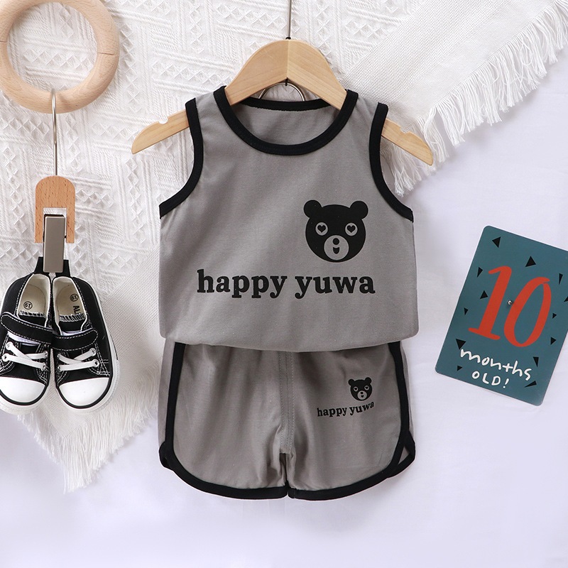 ชุดออกกำลังกายเด็ก เสื้อกล้าม +กางเกง สีทูโทน งานพรีเมียมสวยมาก เเห้งไว ใส่สบาย ไซส์80-120