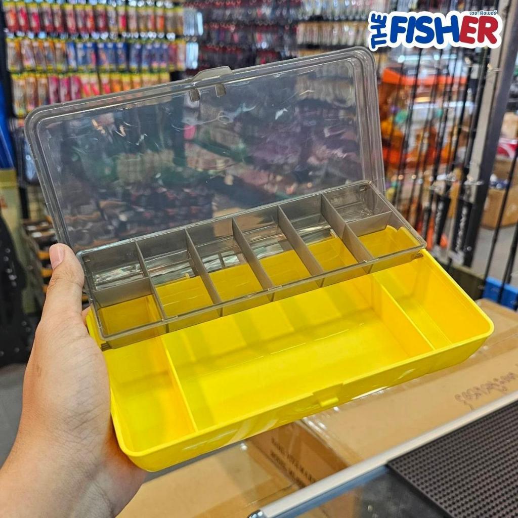 A10 กล่องใสอุปกรณ์ตกปลา 2 ชั้นแบบสไลด์ได้ สีเหลืองเลม่อน มีช่องแบบพร้อมฝาสีเทากันแสง - รูปที่ 4