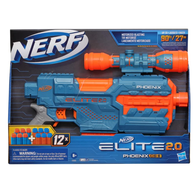 NERF Elite 2.0 Phoenix CS-6 Motorized Blaster With 12 Darts And 6-Dart Clip