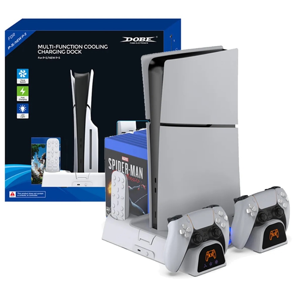 DOBE TP5-3532B แท่นแนวตั้ง พัดลมระบายความร้อน และที่ชาร์จจอย Multifunctional Cooling Stand for PS5 and PS5 Slim
