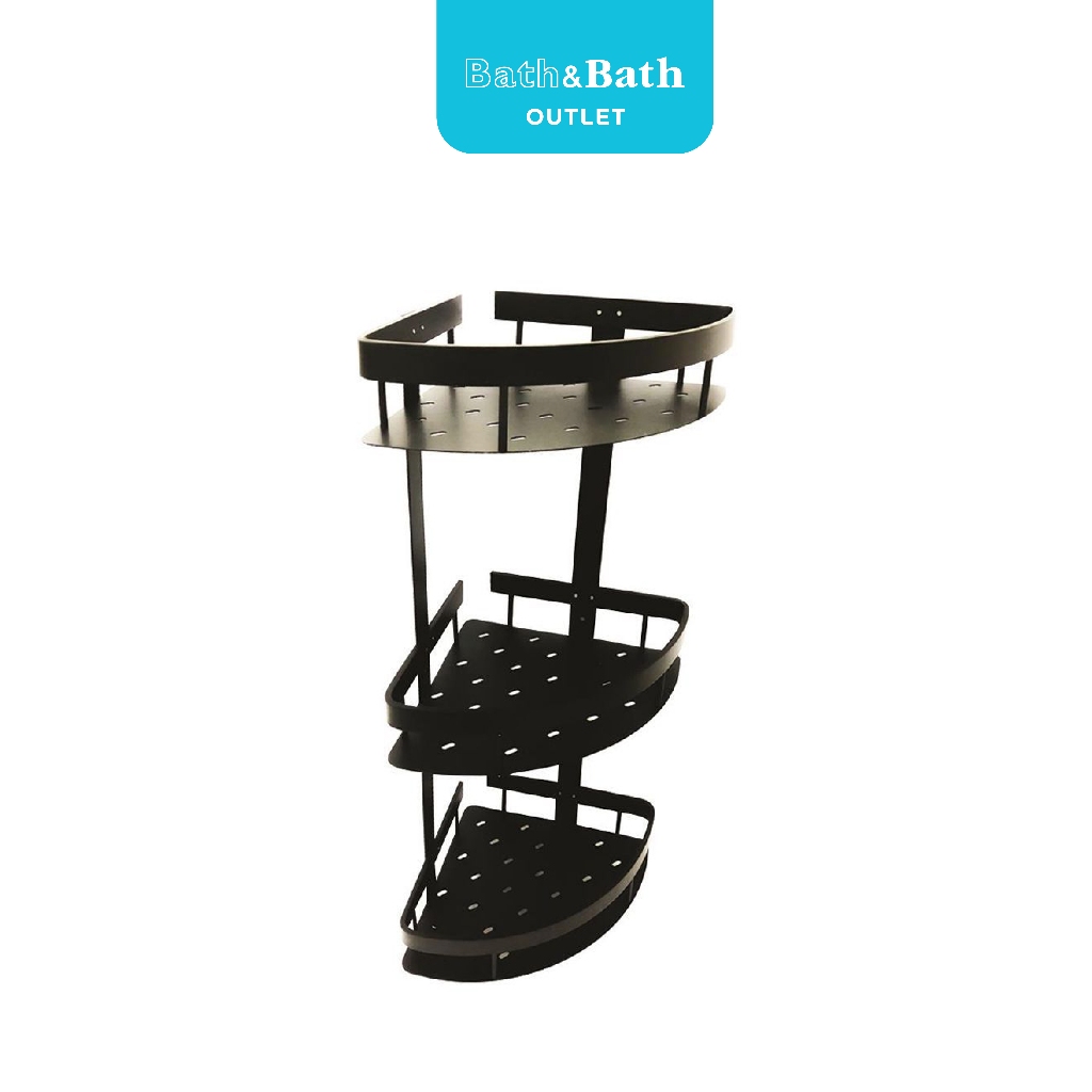 BATH&BATH ชั้นวาง3ชั้นเข้ามุม1857 ALUMINIUM*BLACK