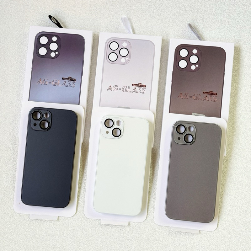 เคสกระจกด้านขอบเหลี่ยม มีเลนส์ในตัว สำหรับรุ่นไอโฟน 11 -15ProMax