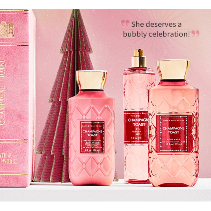 CHAMPAGNE TOAST แท้ % bath & body works lotion cream mist shower scrub Butter