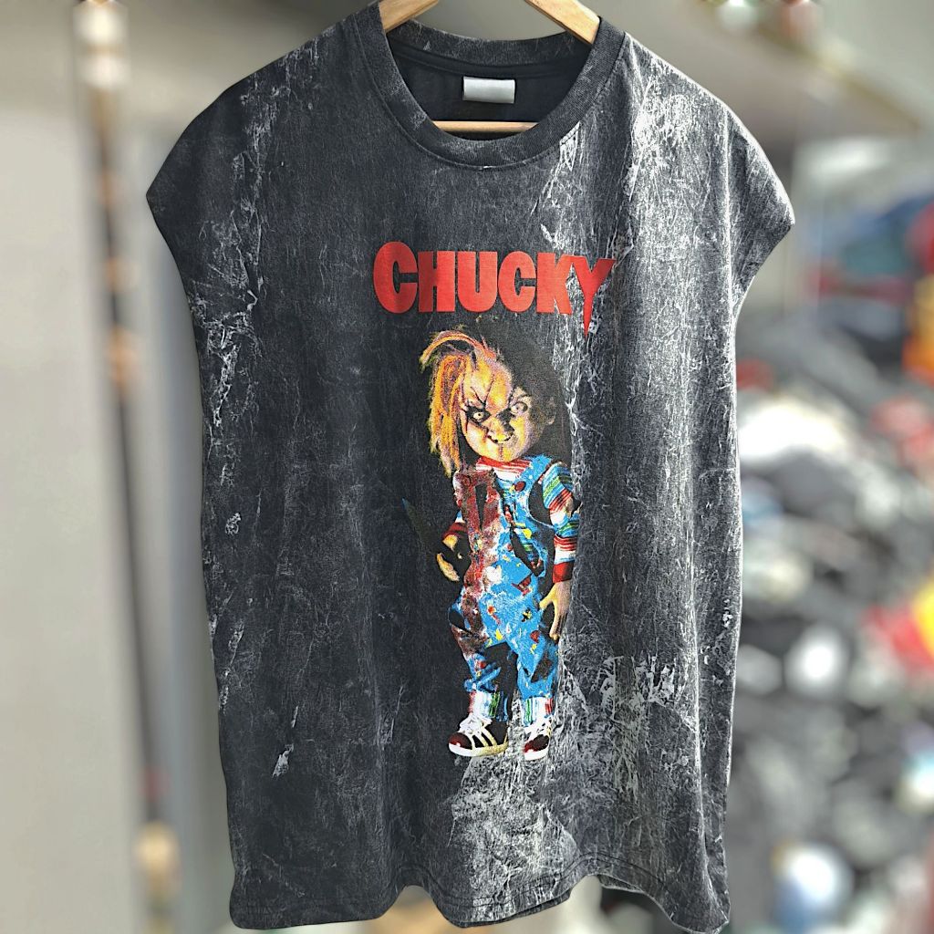 เสื้อแขนกุดหลากสี มือหนึ่ง Oversize อก44-46" ผ้าฟอก ลายวง/น่ารัก เสื้อแขนกุดผู้ชาย ผู้หญิง